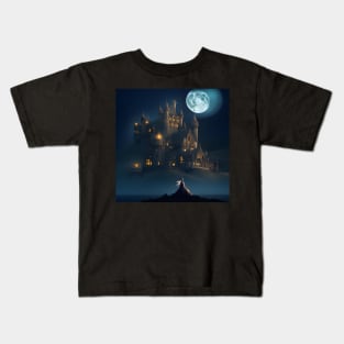 Gothic Castle in the Moonlight Kids T-Shirt